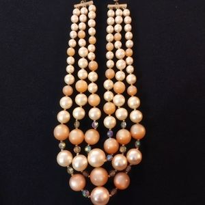 Vintage Butterscotch Beads with beaded crystal.